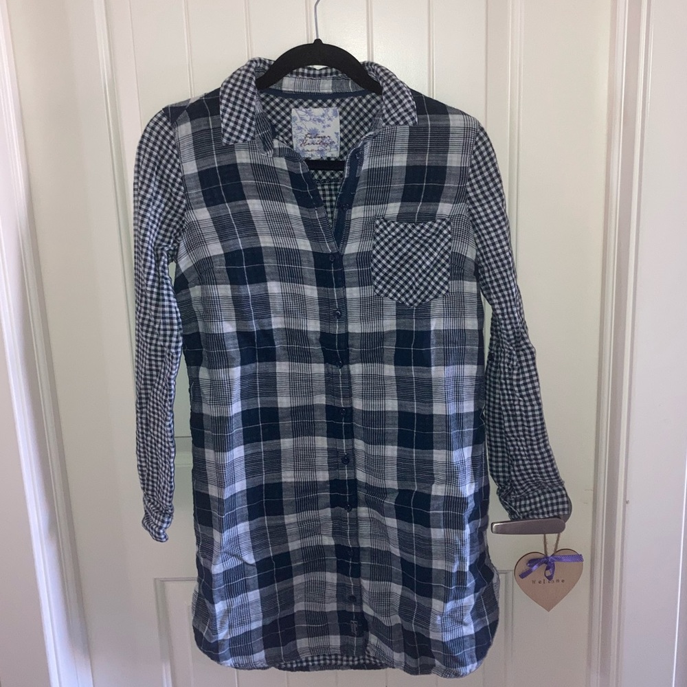 Plaid Button Down Shirt Dress